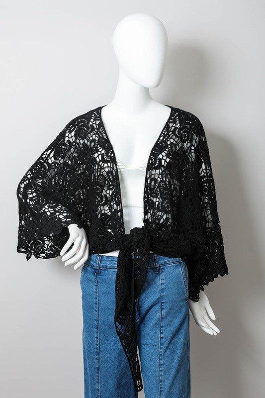 Crochet Floral Petal Kimono Wrap - ivyandlavyboutique Leto Accessories