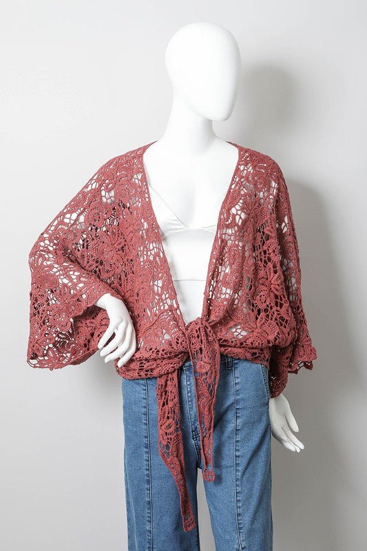 Crochet Floral Petal Kimono Wrap - ivyandlavyboutique Leto Accessories