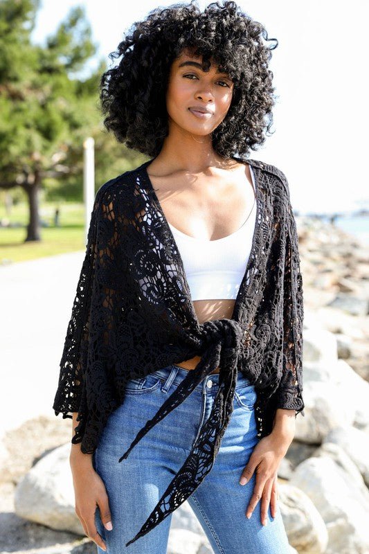 Crochet Floral Petal Kimono Wrap - ivyandlavyboutique Leto Accessories