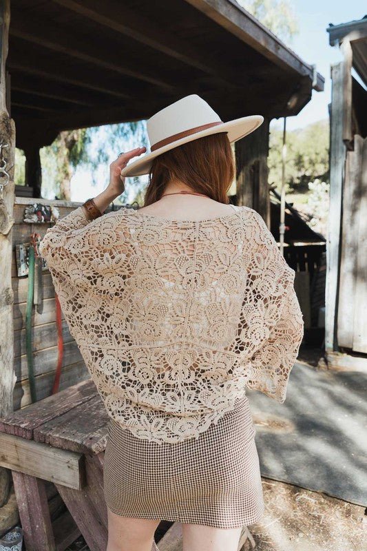 Crochet Floral Petal Kimono Wrap - ivyandlavyboutique Leto Accessories