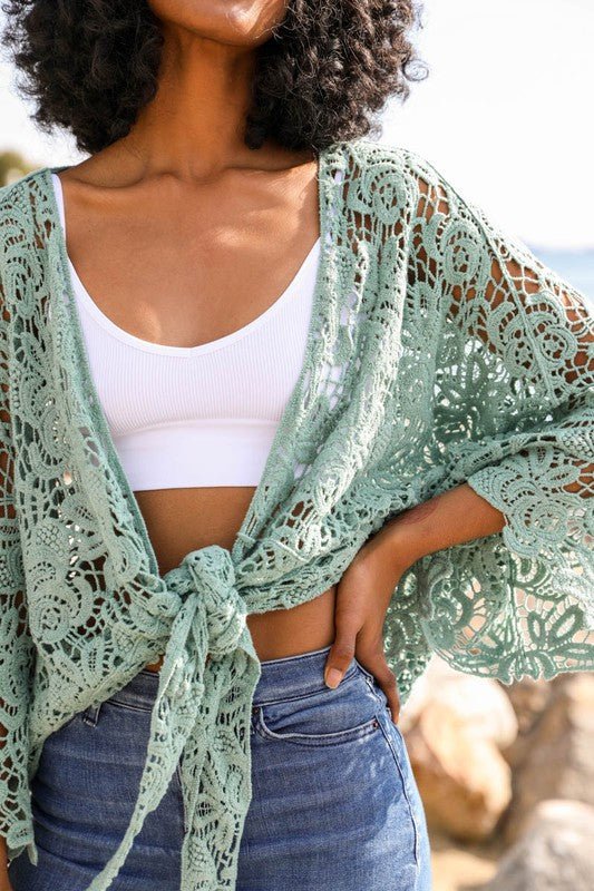 Crochet Floral Petal Kimono Wrap - ivyandlavyboutique Leto Accessories