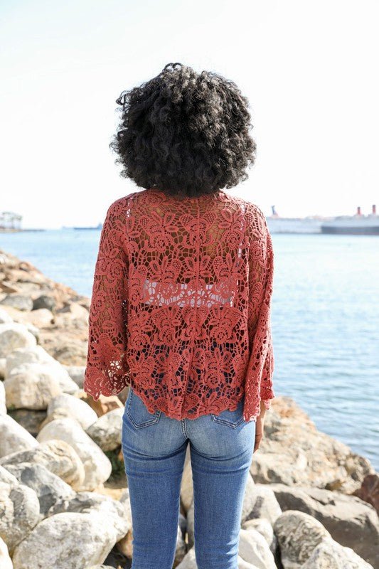Crochet Floral Petal Kimono Wrap - ivyandlavyboutique Leto Accessories