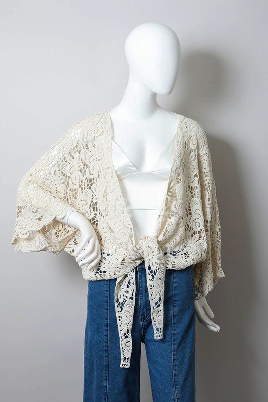 Crochet Floral Petal Kimono Wrap - ivyandlavyboutique Leto Accessories