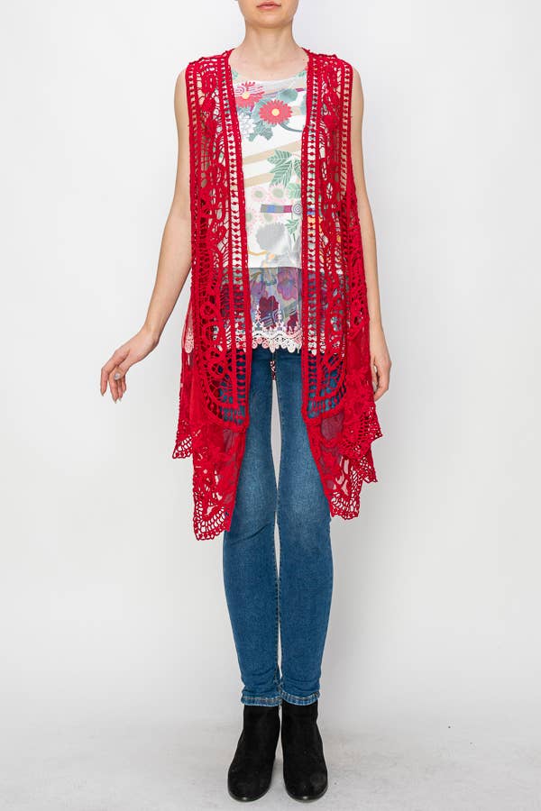 CROCHET VEST WITH LACE LAYER - ivyandlavyboutique Origami Apparel ~ Lace and Crochet inspired