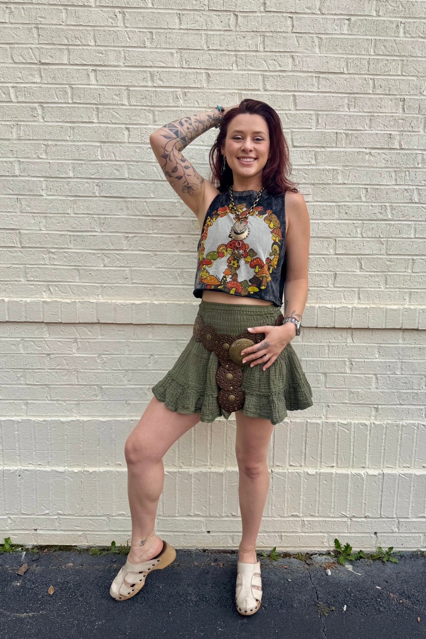 Cropped Peace & Mushroom - ivyandlavyboutique Kathmandu Imports