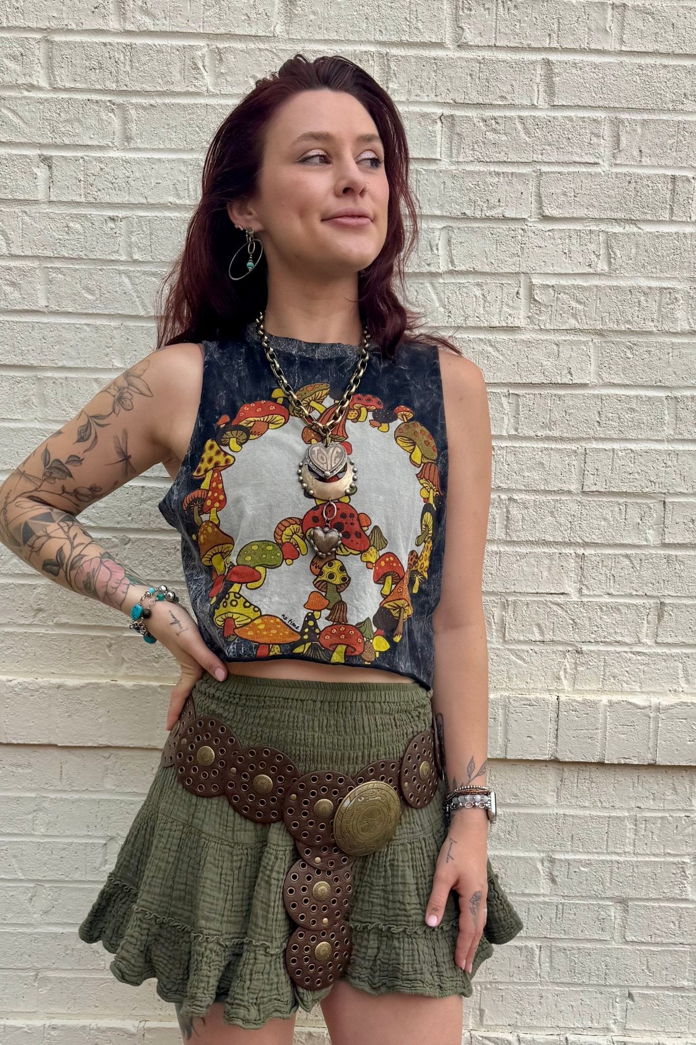 Cropped Peace & Mushroom - ivyandlavyboutique Kathmandu Imports