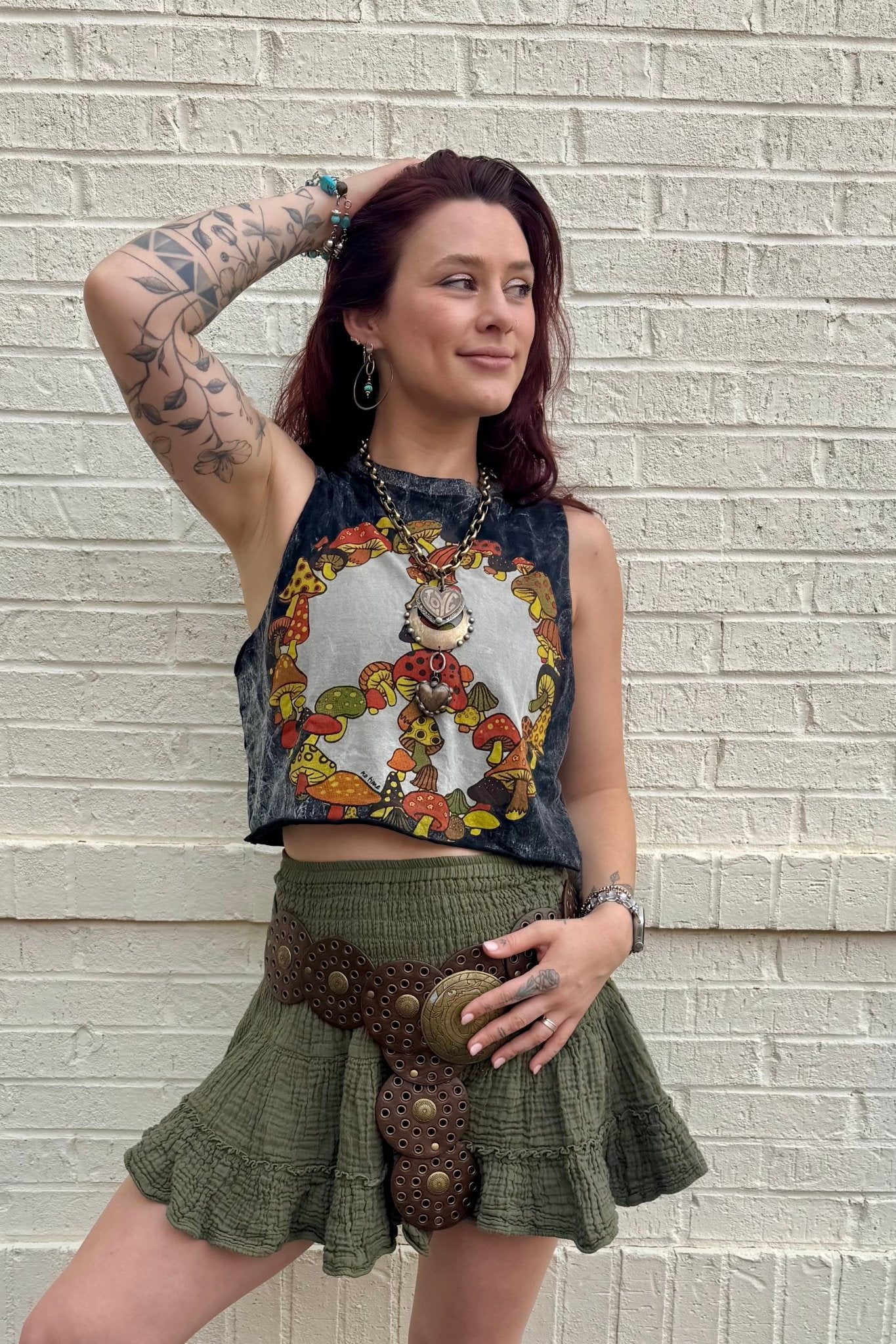 Cropped Peace & Mushroom - ivyandlavyboutique Kathmandu Imports