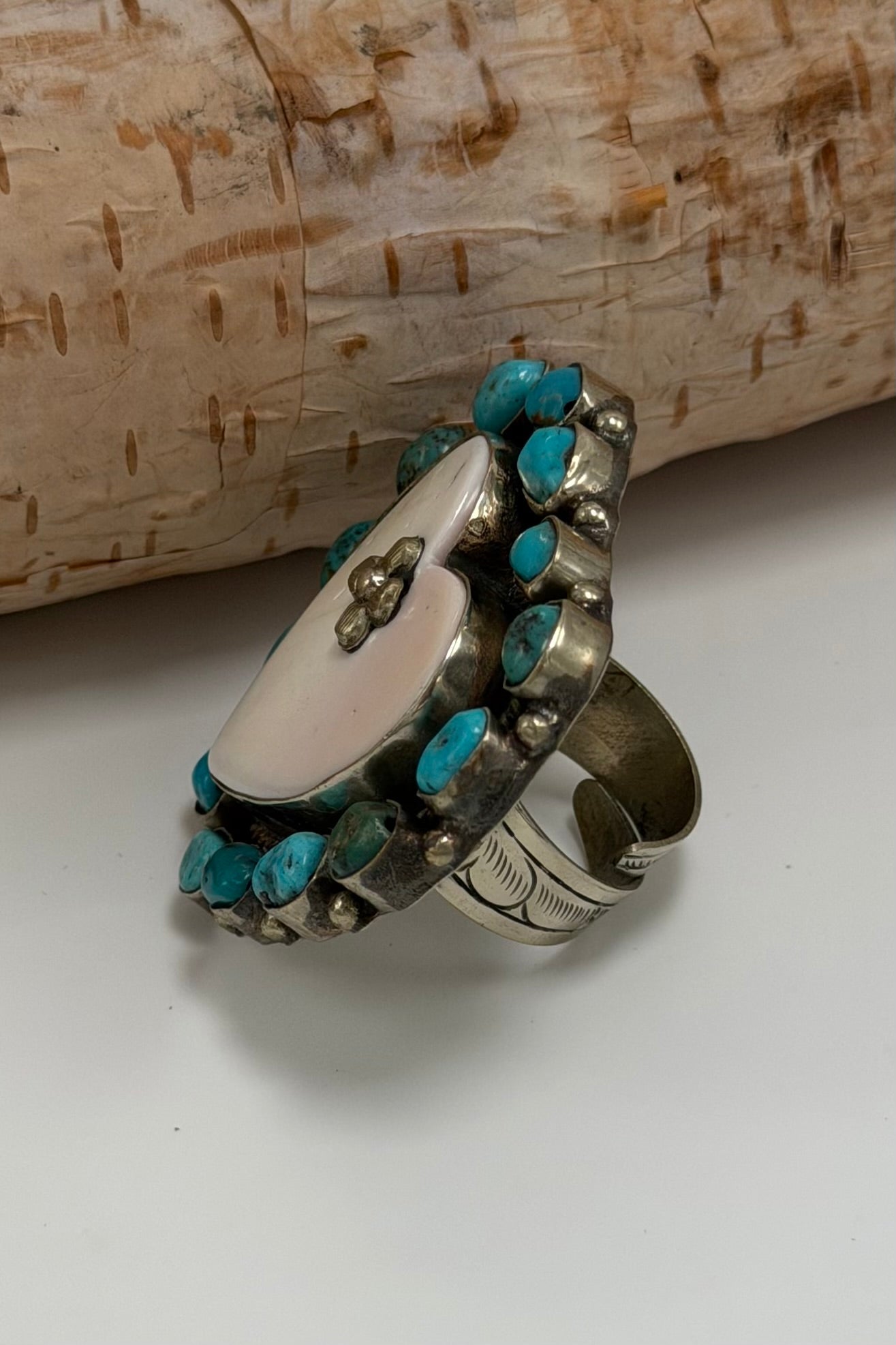 Cross My Heart Pink Opal & Turquoise Ring - ivyandlavyboutique ivyandlavyboutique