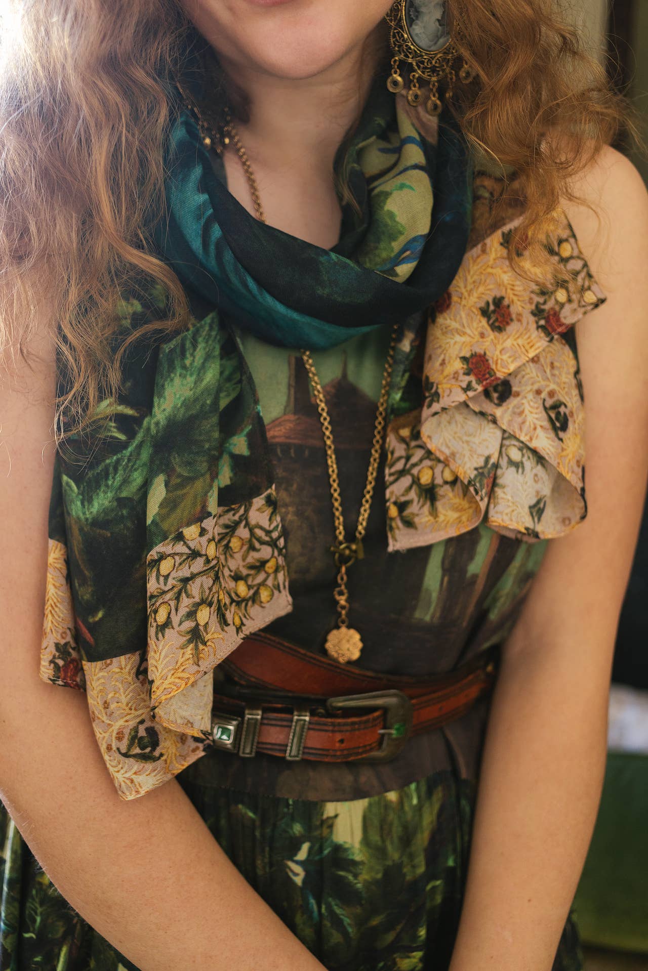 Bella Notte Bohemian Scarf with Rabbit and Moon