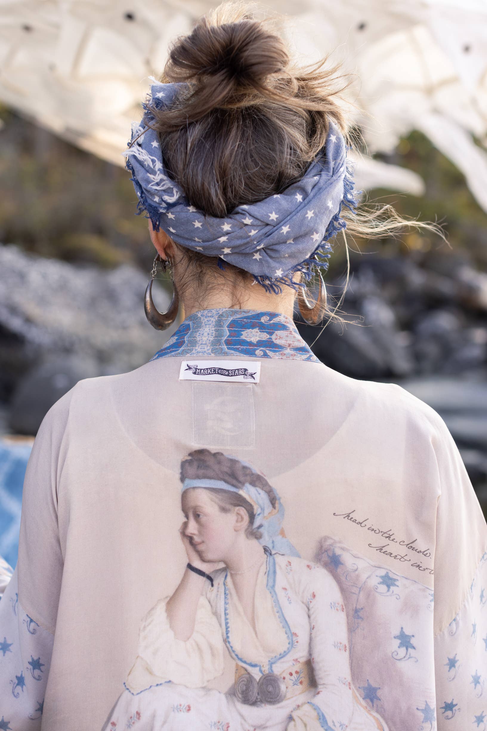 Head In The Clouds Pixie Duster Cropped Kimono w/ Stars