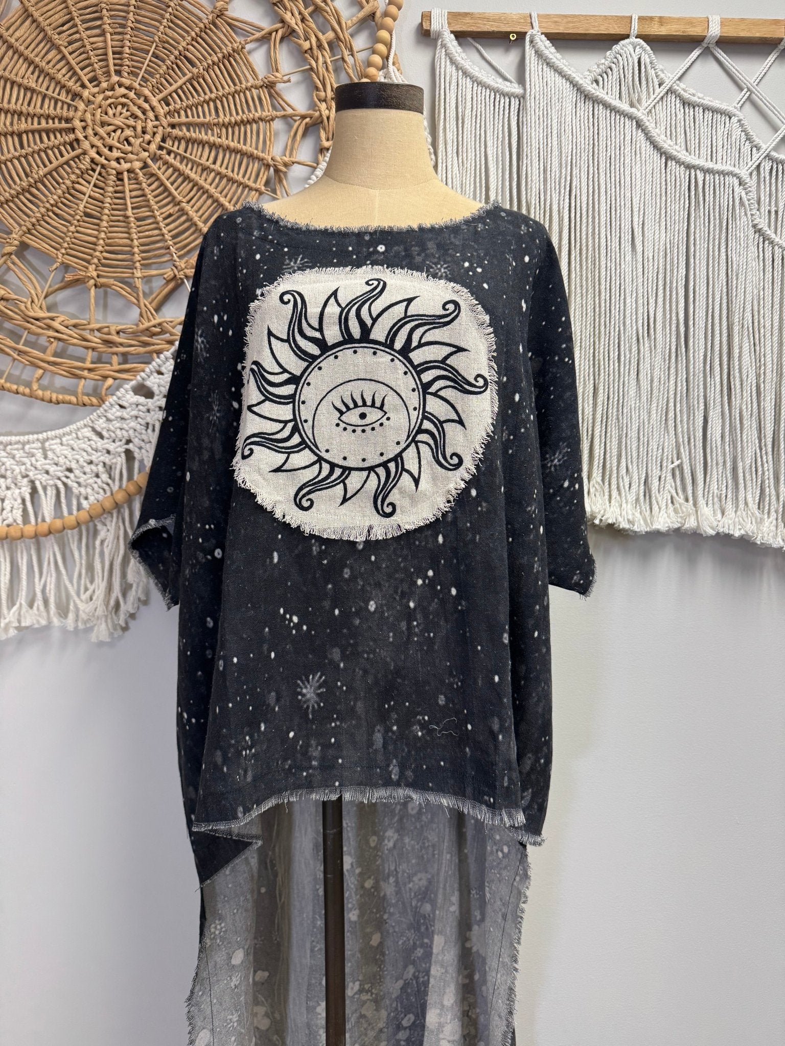 Dark Combo Starry Night Sky Dream Hi Lo Tunic Top - ivyandlavyboutique LeParisPetit by I Love Linen