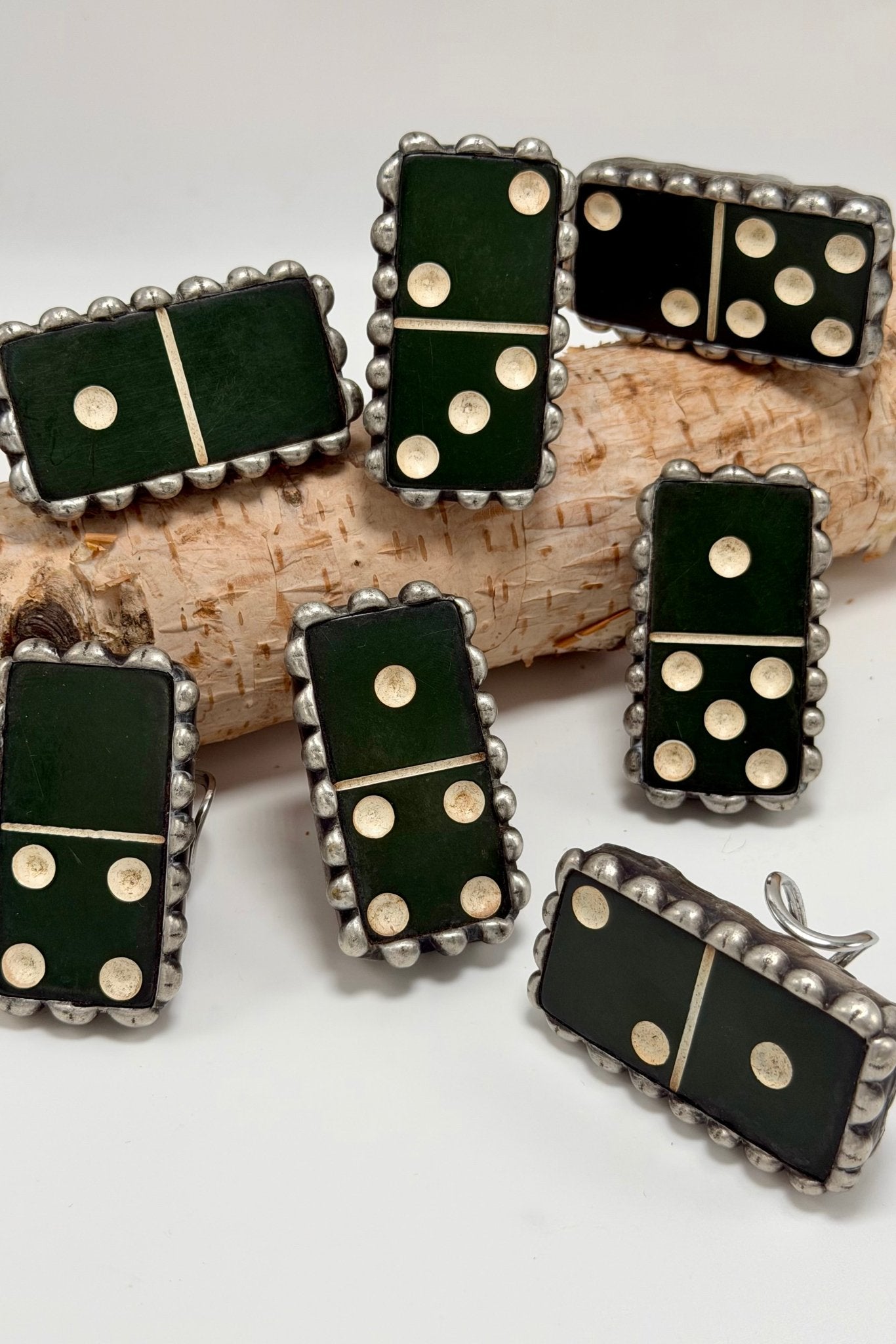 Dark Green Domino Cuff Bracelet or Ring - ivyandlavyboutique ivyandlavyboutique