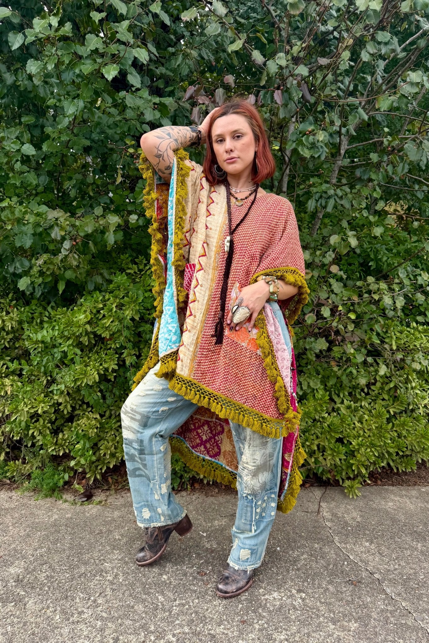 Day Dreamer Kantha Poncho Top - Combo 10 - ivyandlavyboutique Kathmandu Imports
