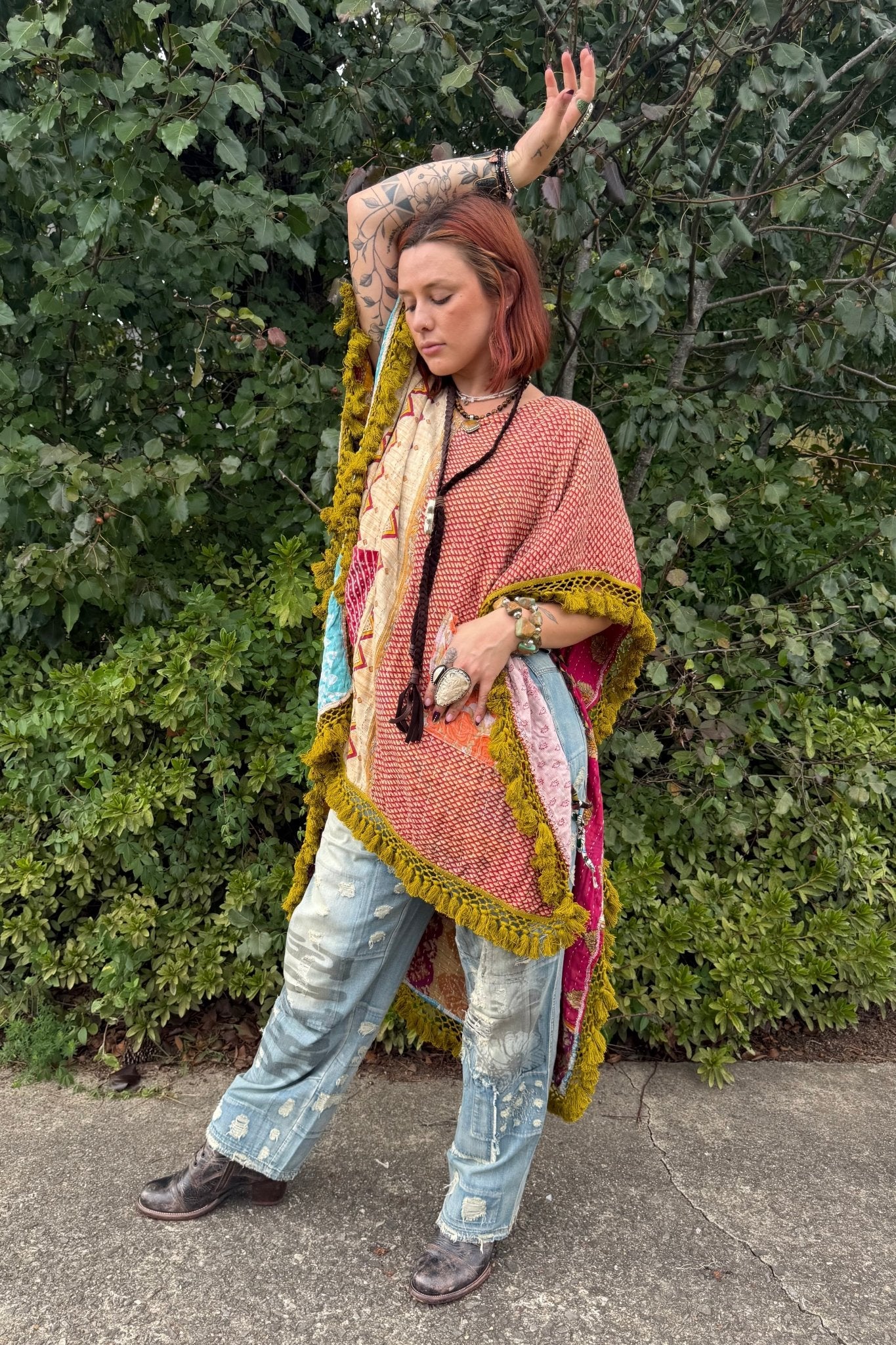 Day Dreamer Kantha Poncho Top - Combo 10 - ivyandlavyboutique Kathmandu Imports