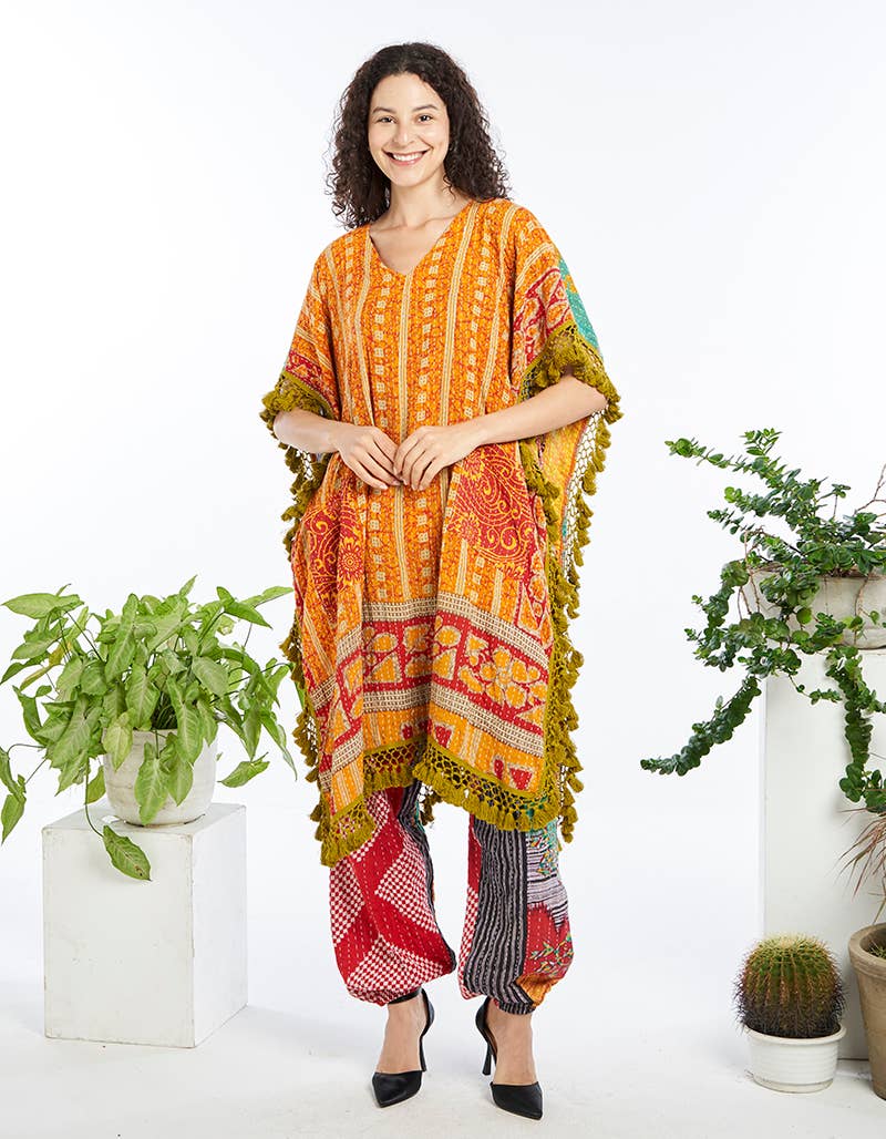 Day Dreamer Kantha Poncho Top - Combo 6 - ivyandlavyboutique Kathmandu Imports