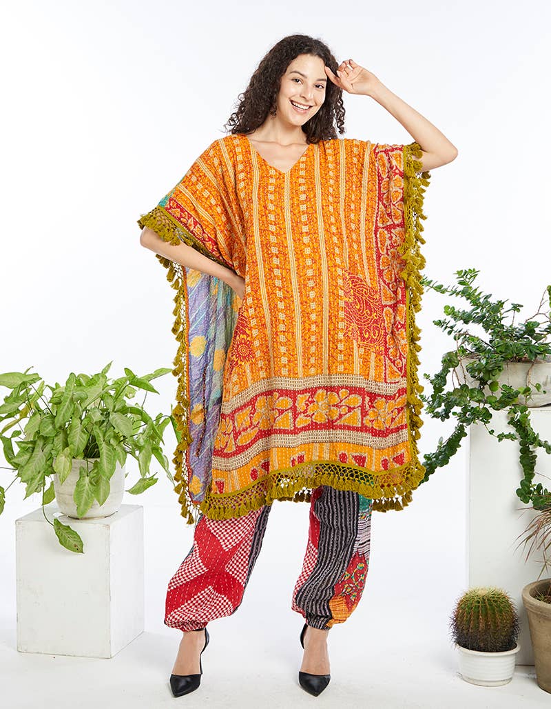 Day Dreamer Kantha Poncho Top - Combo 6 - ivyandlavyboutique Kathmandu Imports