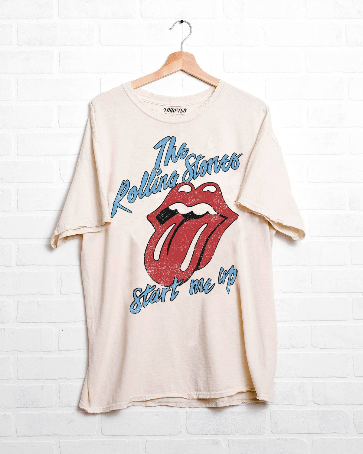 Rolling Stones Start Me Up Off White Thrifted Graphic Tee