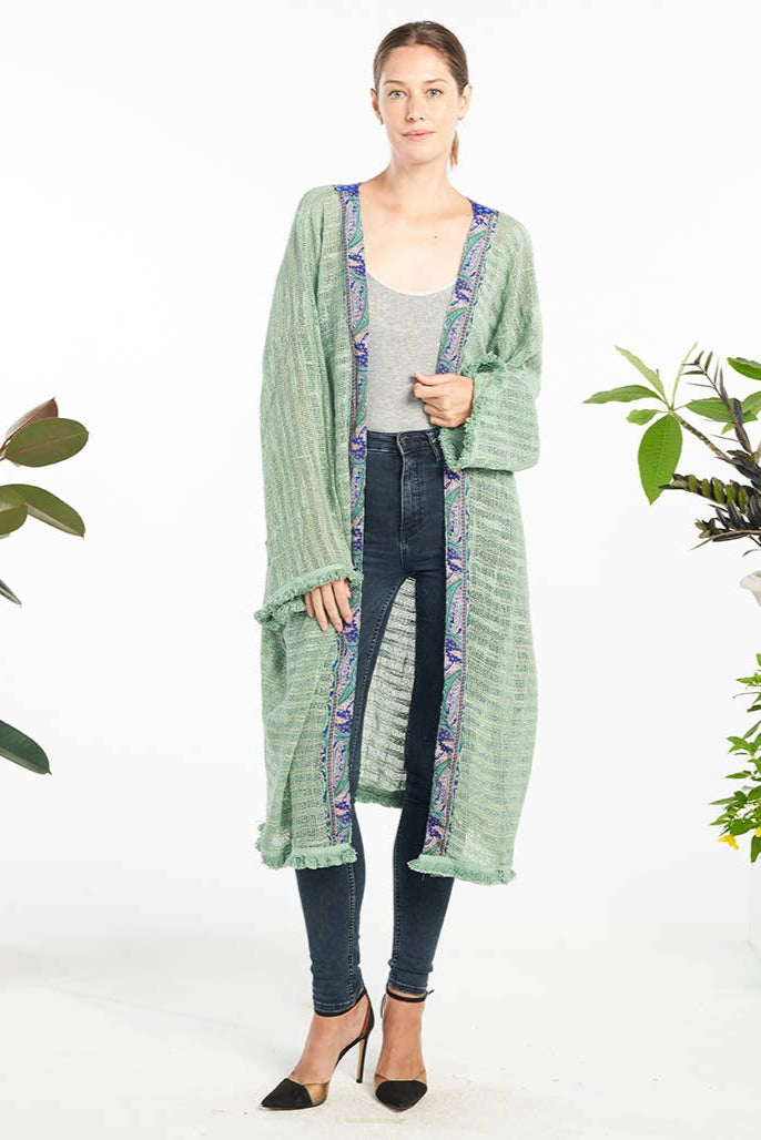 Summer Breeze Woven Kimono Cardigan in Ivory