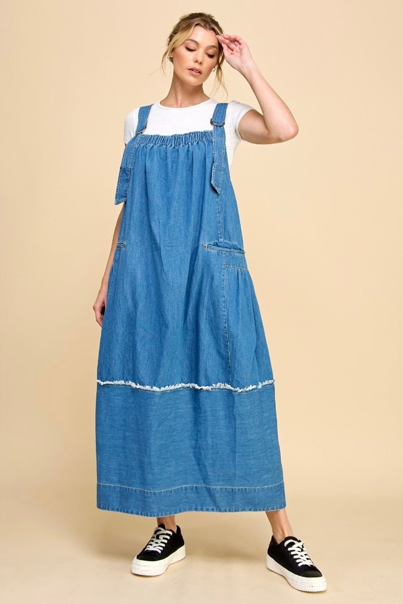 denim dress VD72216 - ivyandlavyboutique Vervet