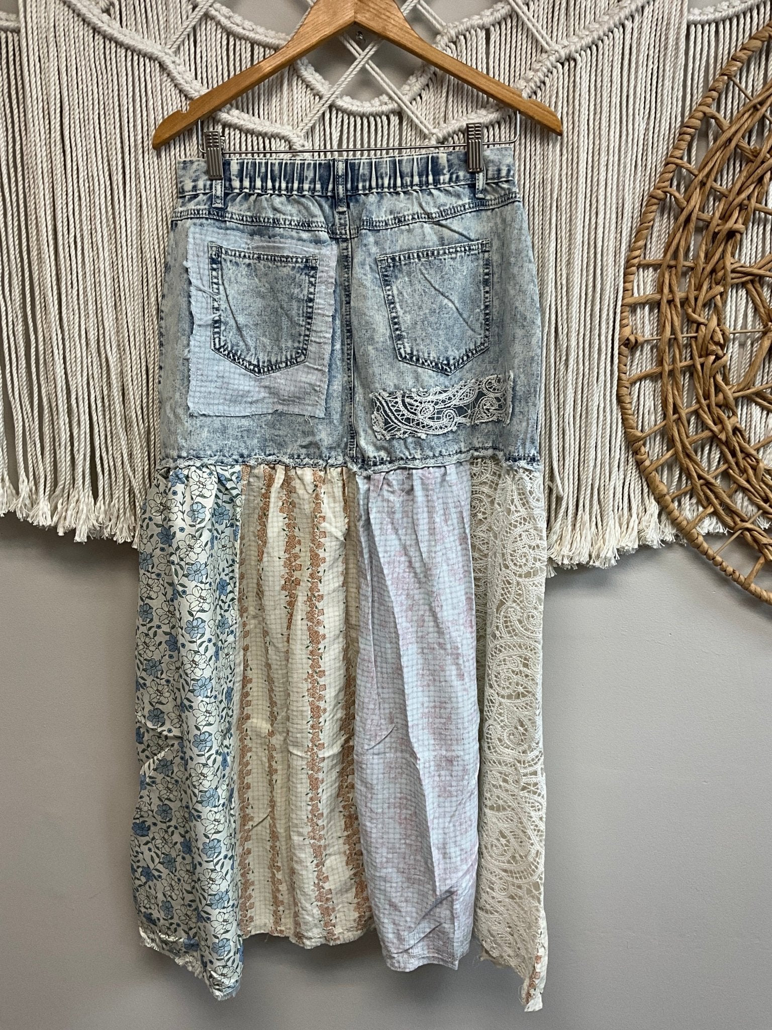 Denim multi patch Skirt - ivyandlavyboutique Pol Clothing