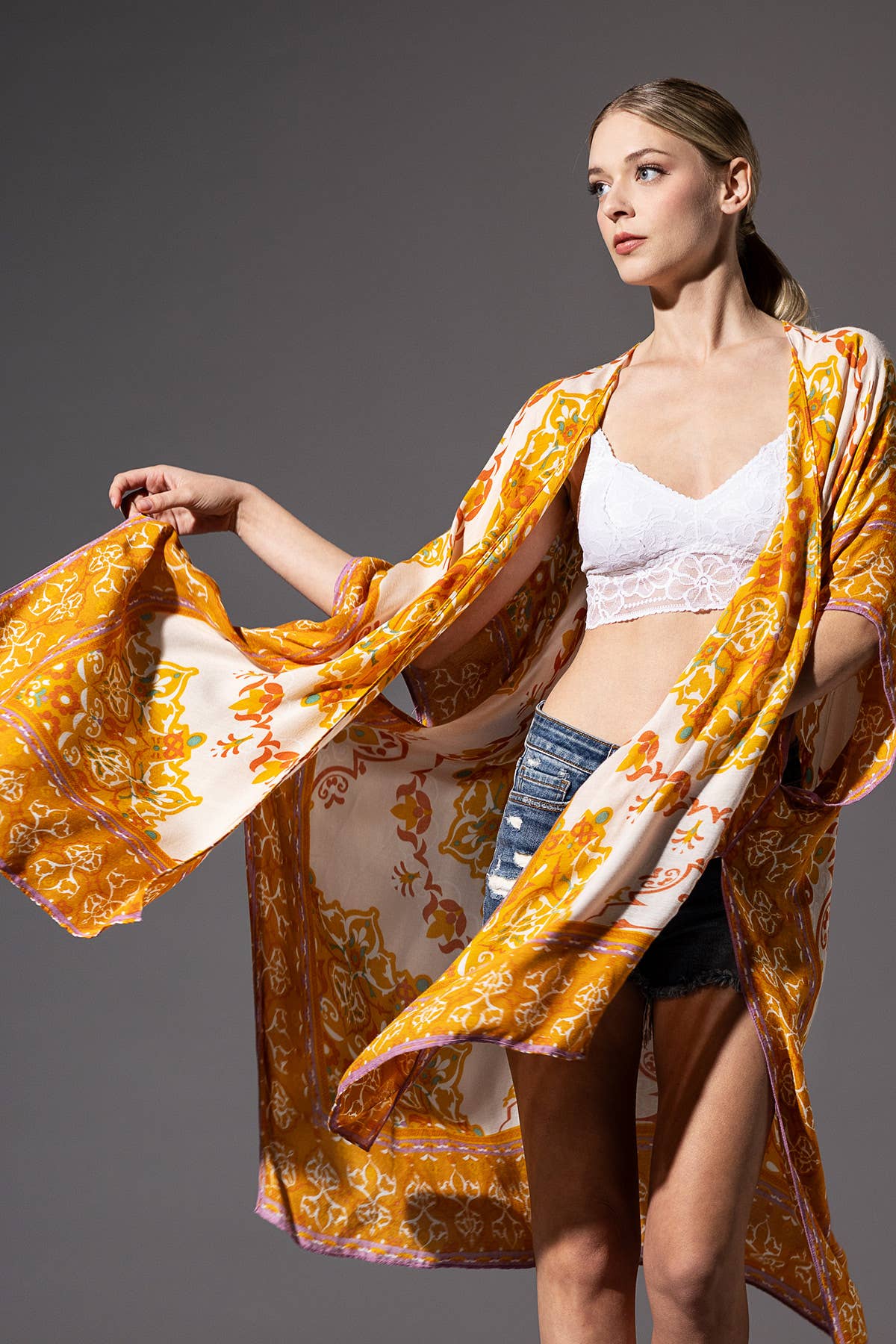 Desert Gold Mandala Flower Kimono - ivyandlavyboutique Urbanista