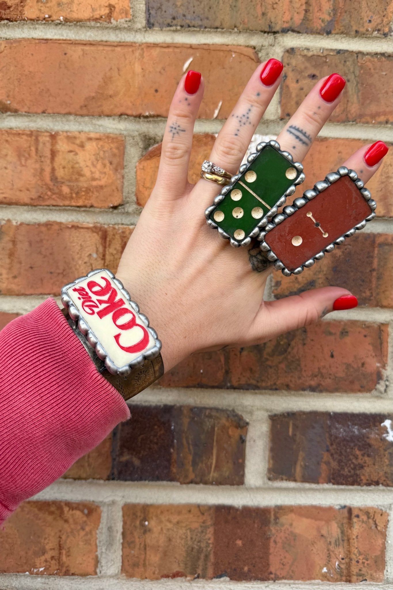 Diet Coke Domino Cuff Bracelet or Ring - ivyandlavyboutique ivyandlavyboutique