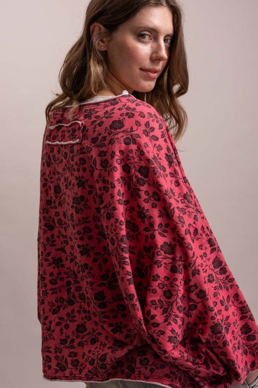 Ditzy Flower Flowy Top - Boho Wanderlust Boutique Blue Velvet