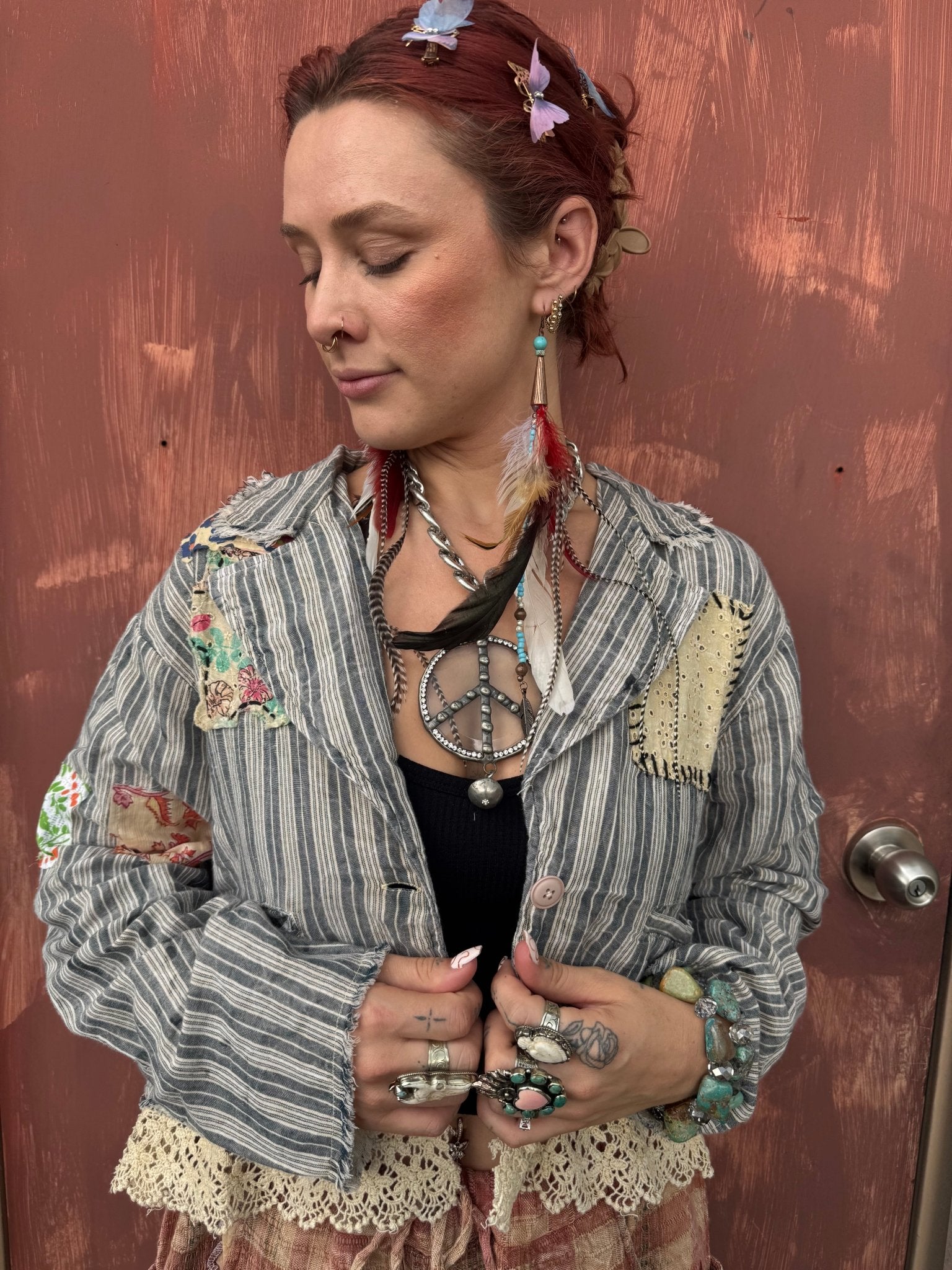 Dome Peace in the Center Chunky Chain Necklace - ivyandlavyboutique Art by Amy