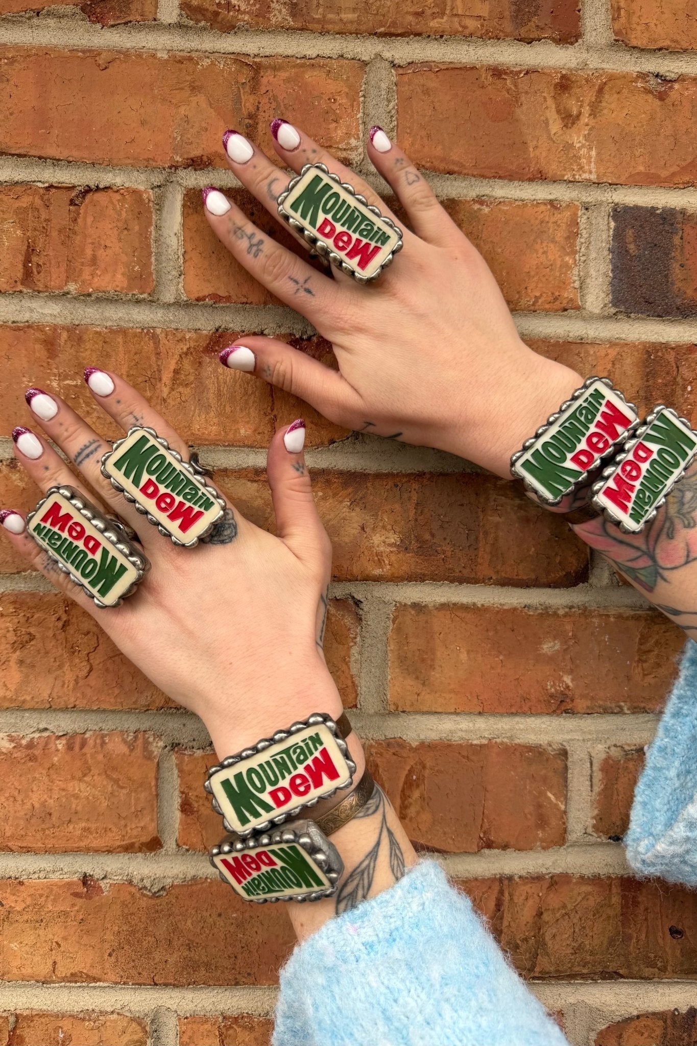 Domino Mountain Dew Metal Cuff - ivyandlavyboutique Art by Amy