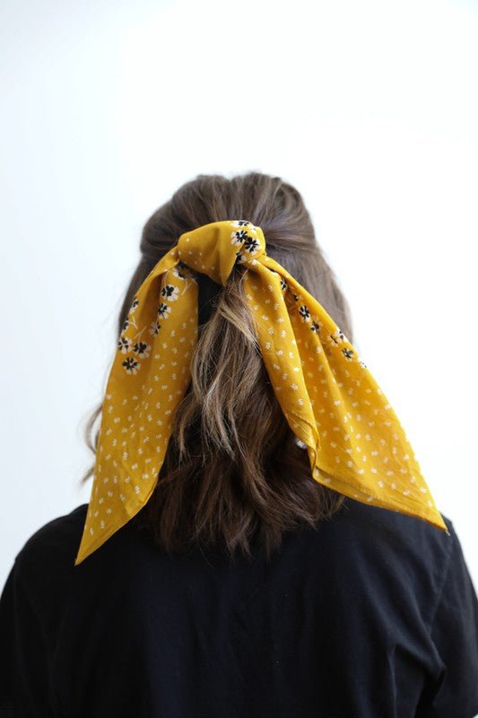 Dot and Floral Border Bandana Scarf - ivyandlavyboutique Leto Accessories