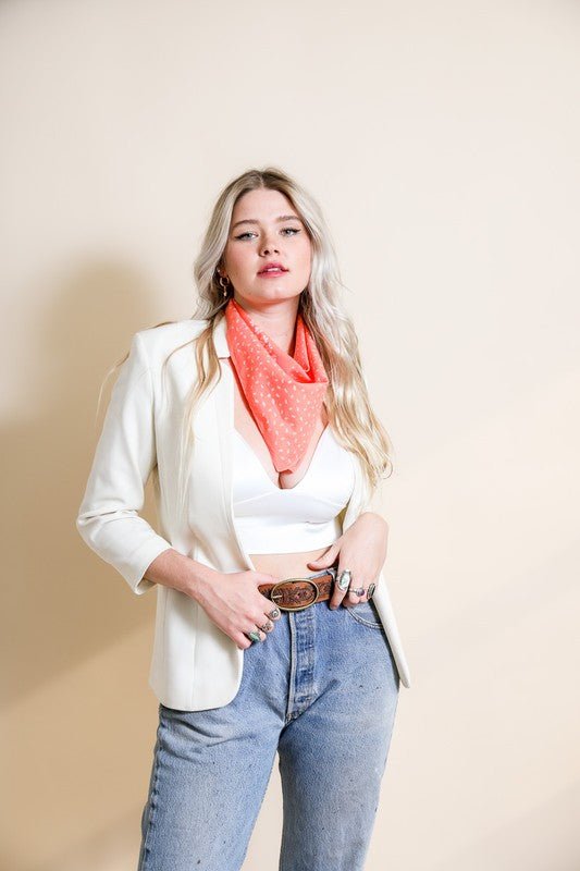 Dot and Floral Border Bandana Scarf - ivyandlavyboutique Leto Accessories