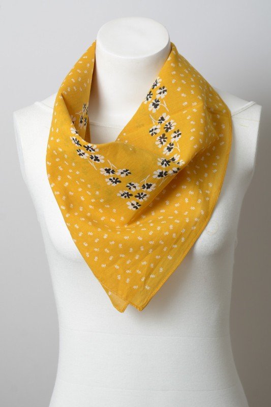 Dot and Floral Border Bandana Scarf - ivyandlavyboutique Leto Accessories