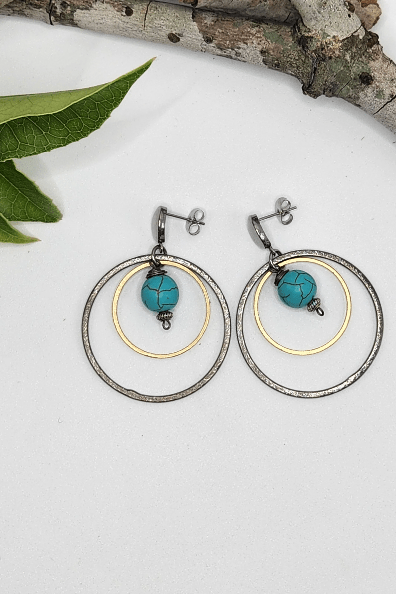 Double Circle Turquoise Earrings - ivyandlavyboutique Spirit Lala
