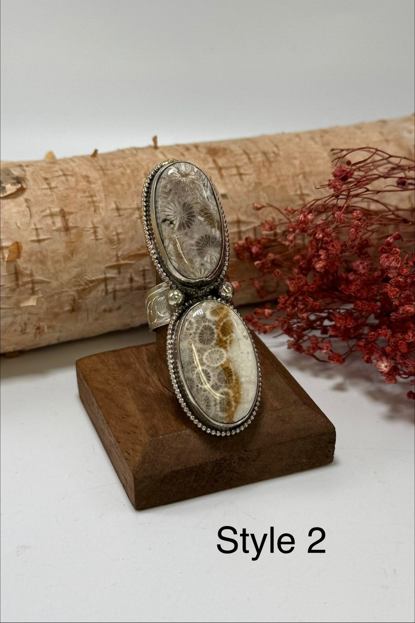 Double Fossil Ring - ivyandlavyboutique ivyandlavyboutique