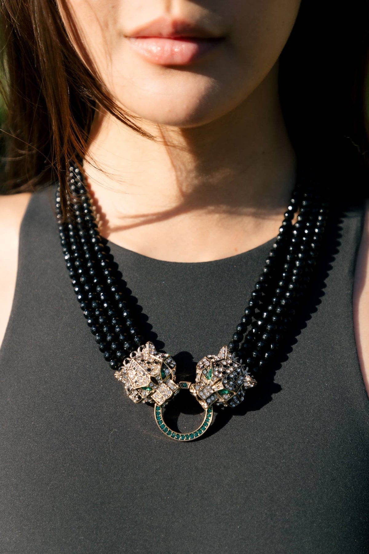 Double Leopard Brooch Statement Necklace - Boho Wanderlust Boutique Eye Candy Los Angeles