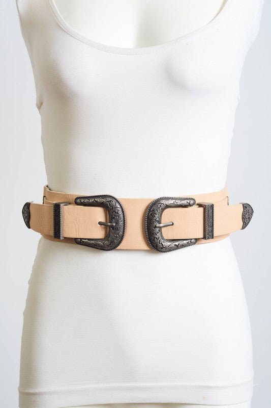 Double Western Faux Leather Waist Belt - ivyandlavyboutique Leto Accessories