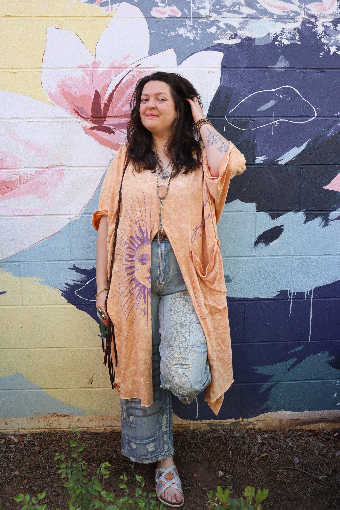 Dream Split Sun Printed Muu Tee - ivyandlavyboutique Kantha Bea