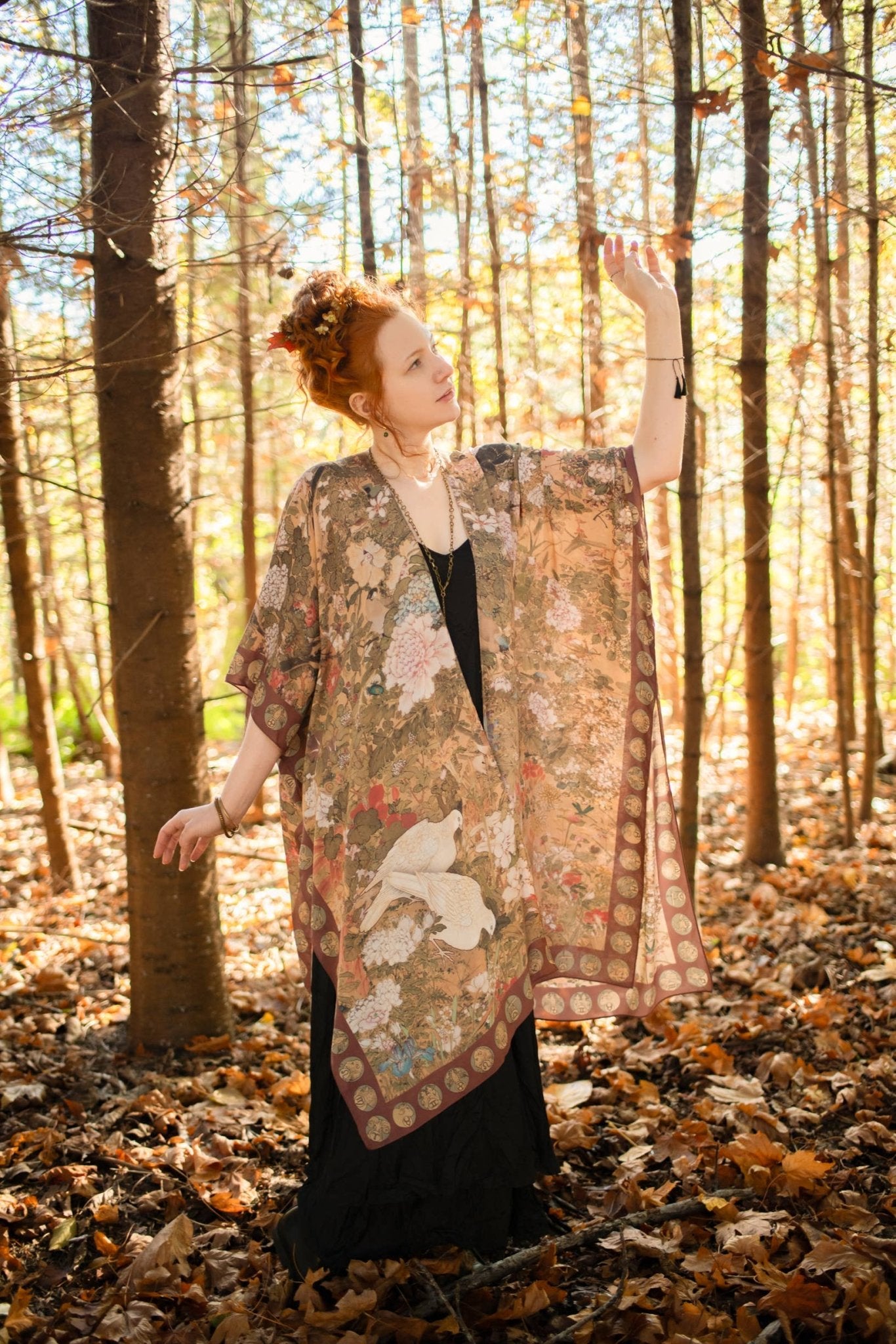 Dream Weaver Bohemian Goddess Starduster Kimono w/Zodiac - ivyandlavyboutique Market of Stars