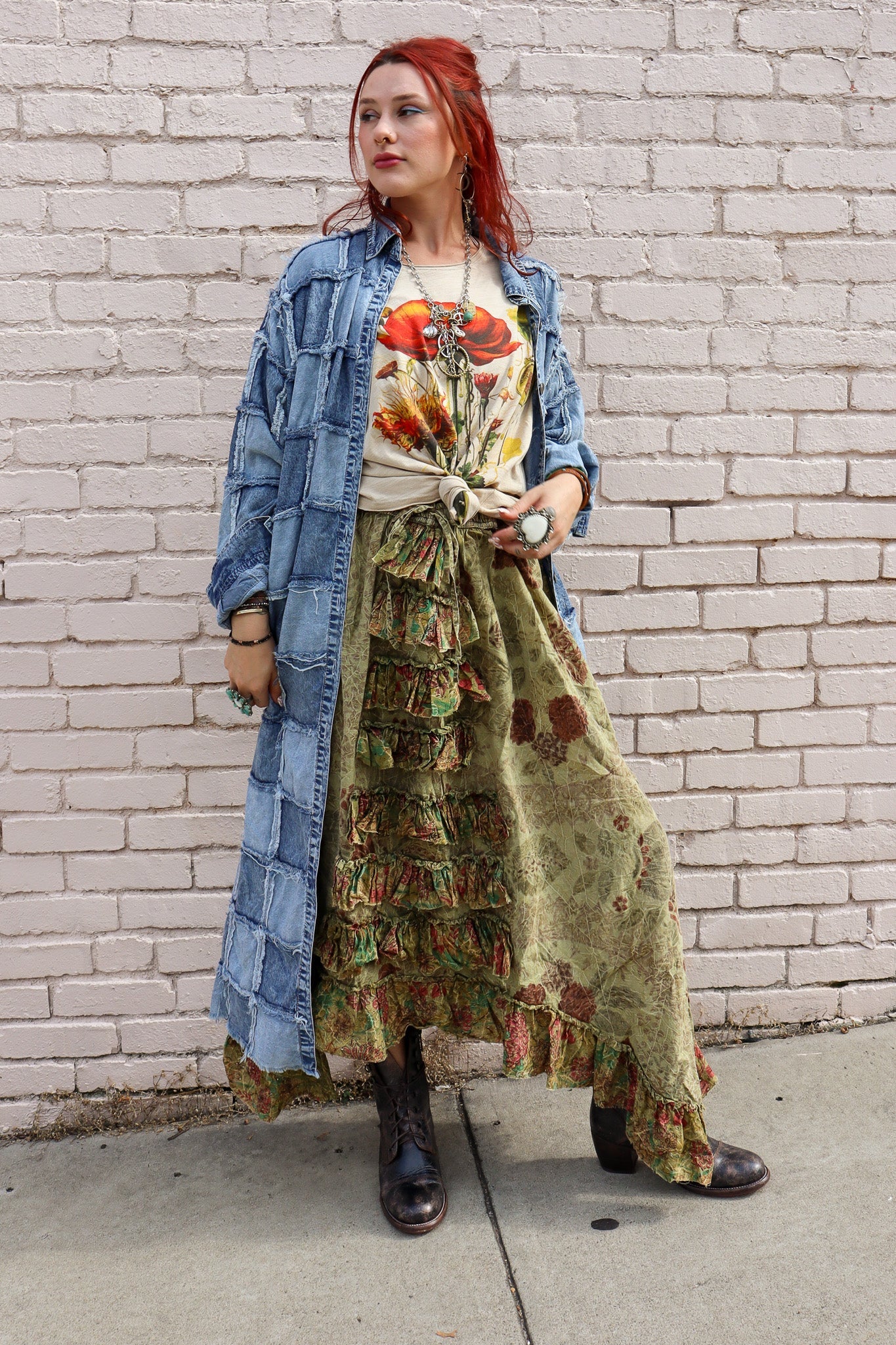 Dreamer Patched Denim Dress/ Duster - ivyandlavyboutique Oli & Hali