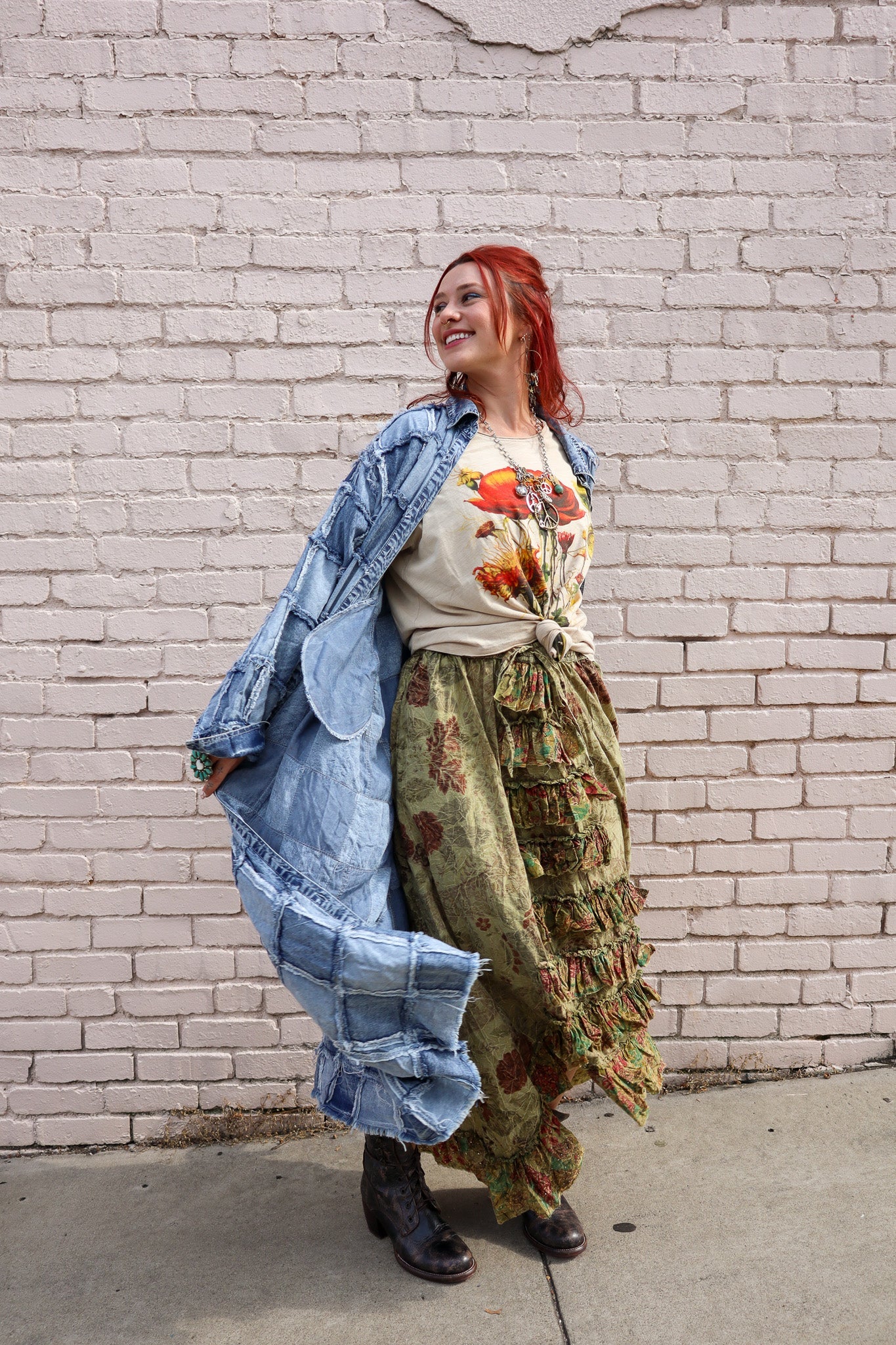 Dreamer Patched Denim Dress/ Duster - ivyandlavyboutique Oli & Hali