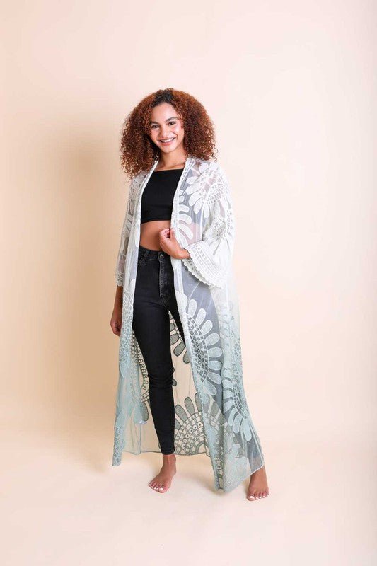 Dripping in Ombre Bohemian Lace Kimono - ivyandlavyboutique Leto Accessories