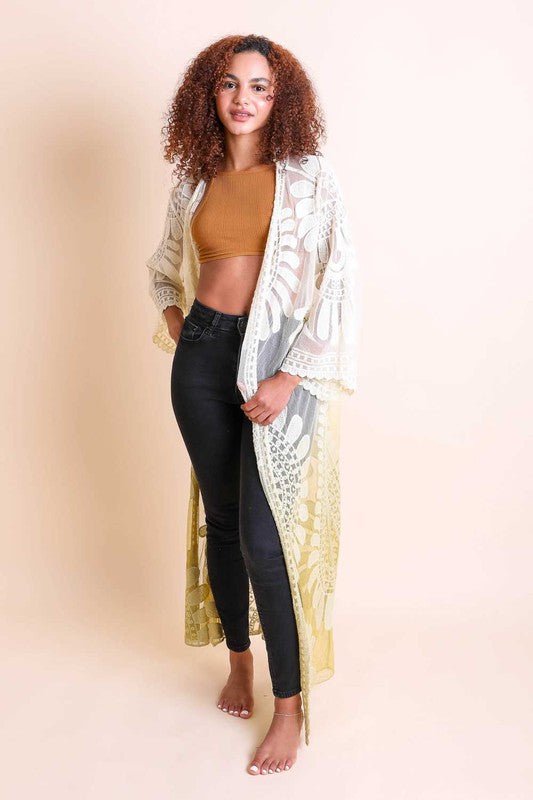 Dripping in Ombre Bohemian Lace Kimono - ivyandlavyboutique Leto Accessories