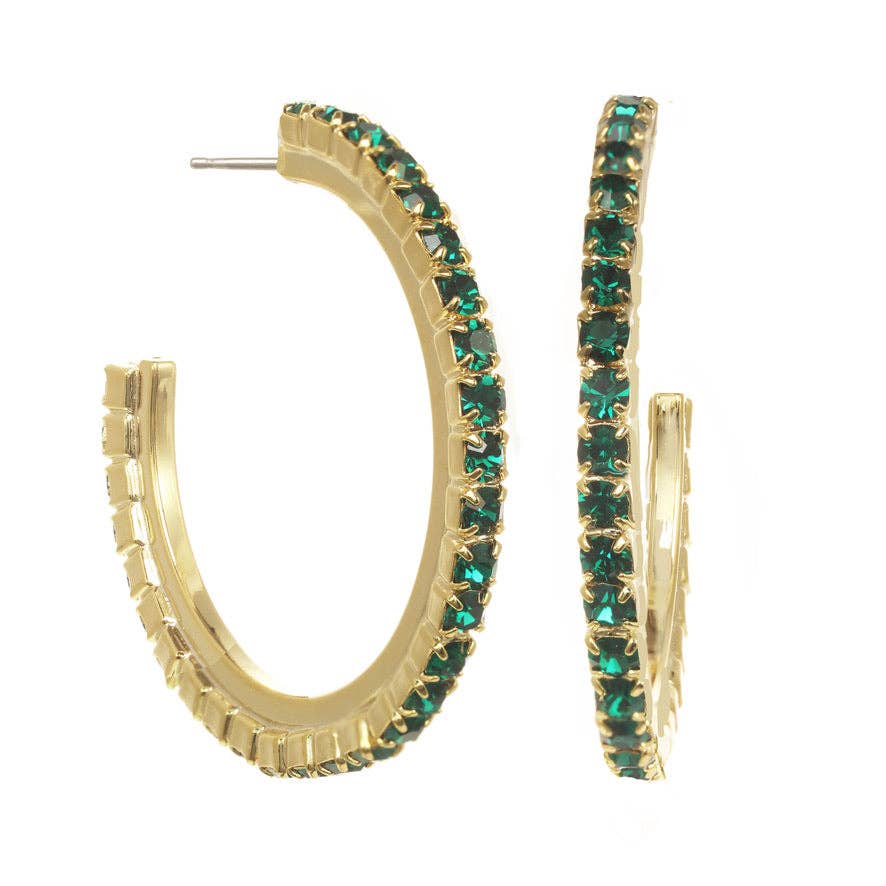 Slim Hoop Earrings: Emerald
