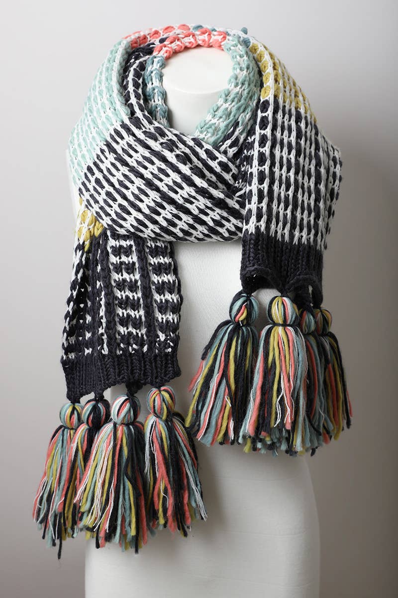sale - Cozy Colorblock Contrast Knit Oversized Scarf for Winter