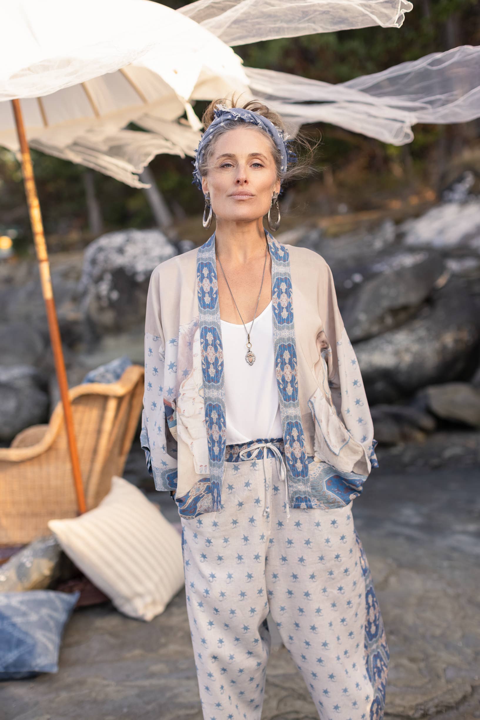 Head In The Clouds Pixie Duster Cropped Kimono w/ Stars