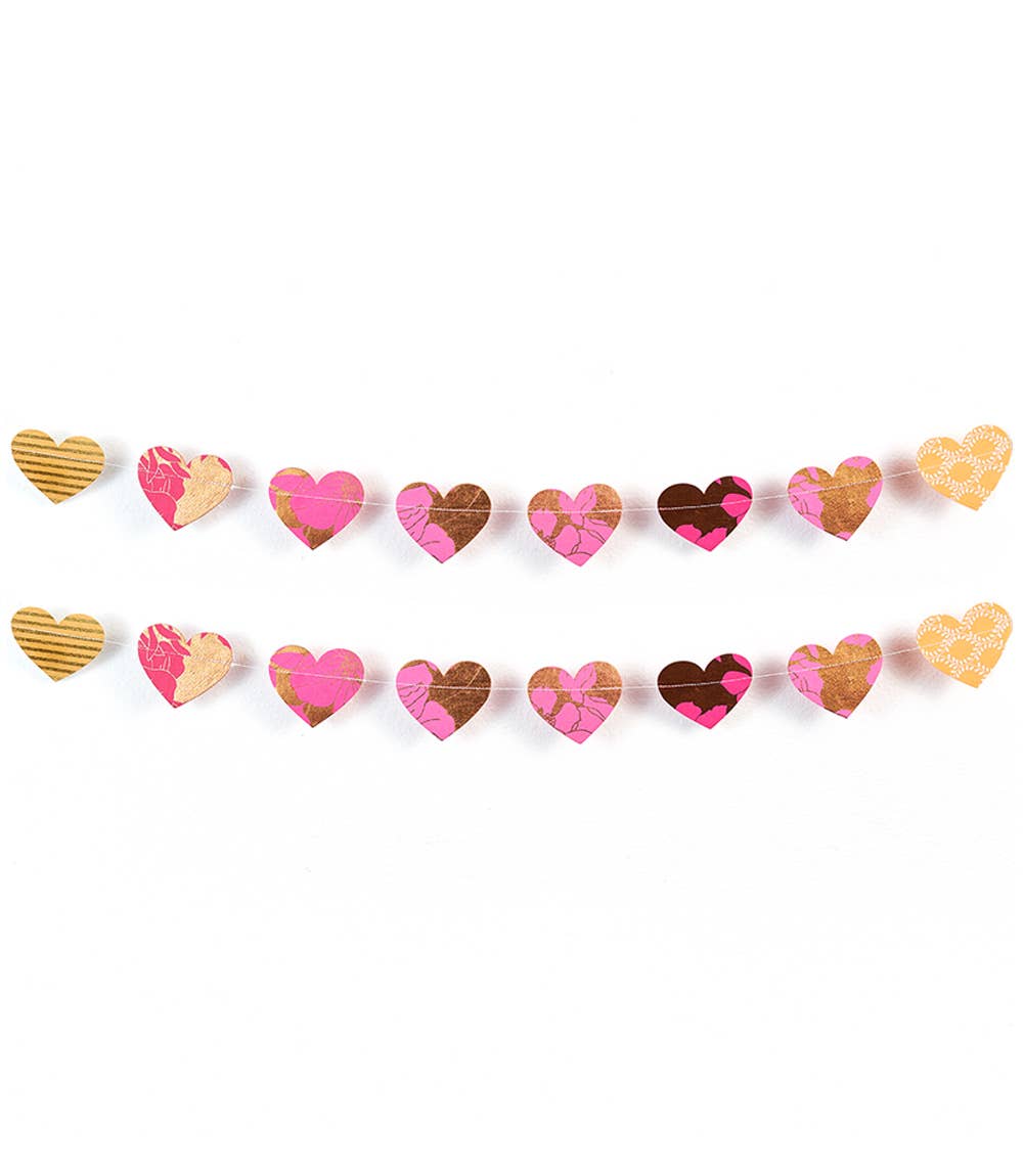 Hearts Recycled Paper Garland - Eco Friendly Tree Free Decor