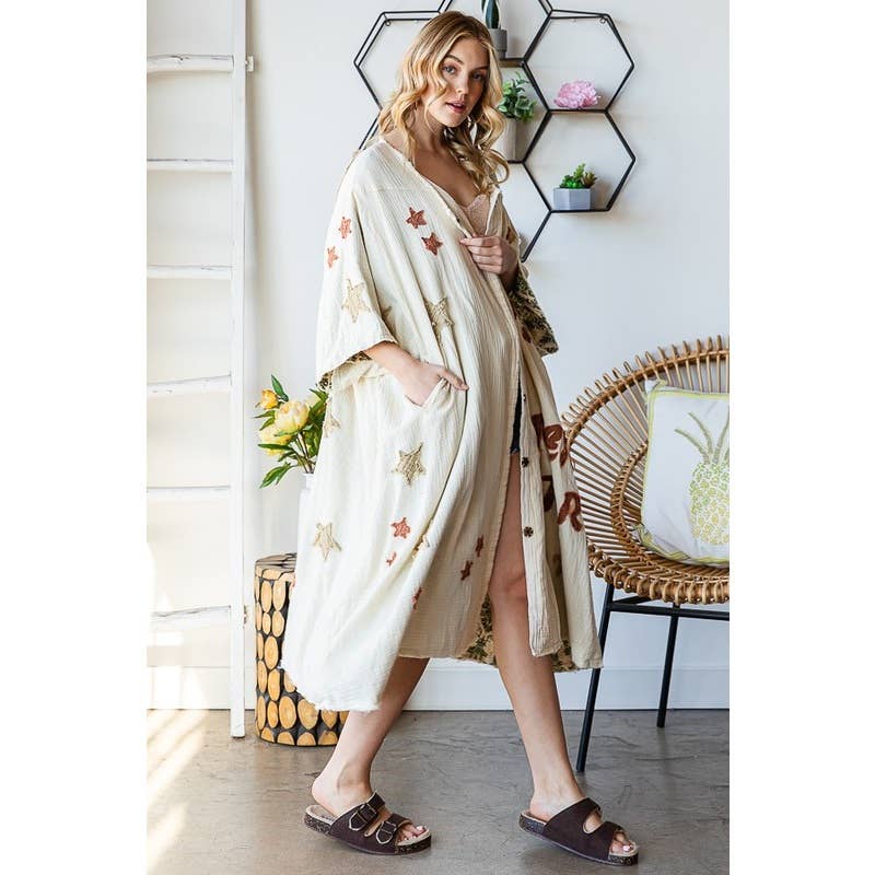 Star Girl Button down Duster Jacket