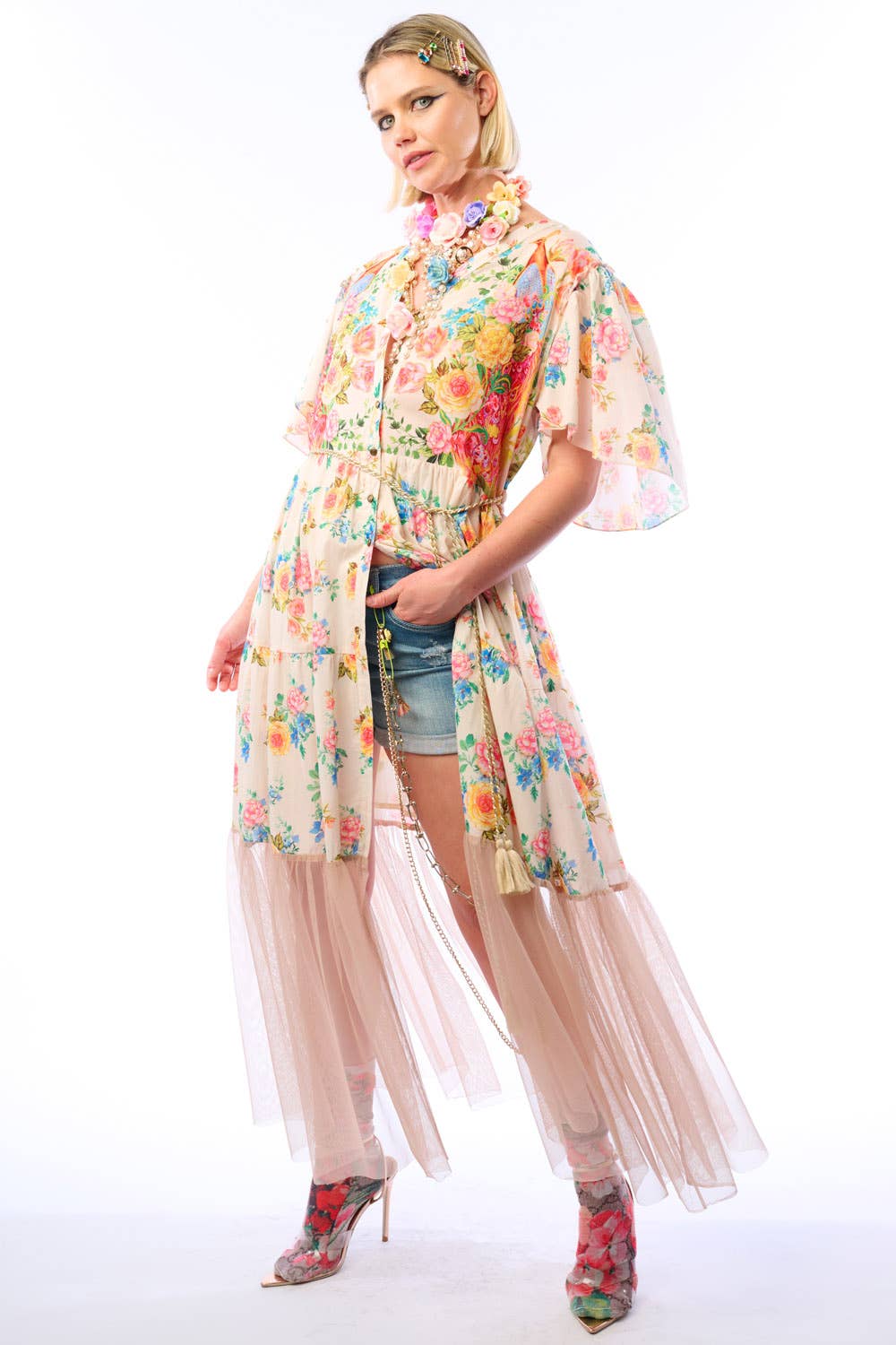 Earth Angels Dress: Beige Peacock - ivyandlavyboutique Aratta