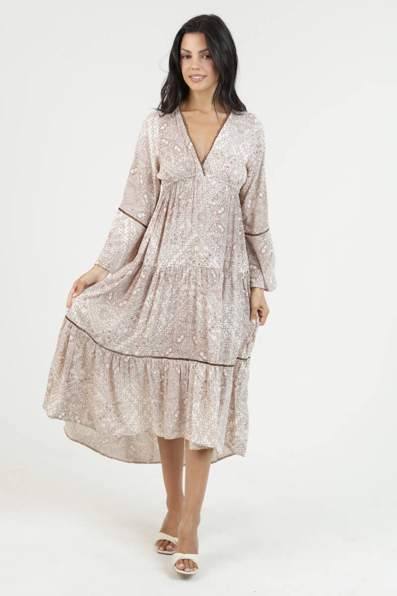 Easy Breezy V Neck Midi Dress - ivyandlavyboutique ANGIE