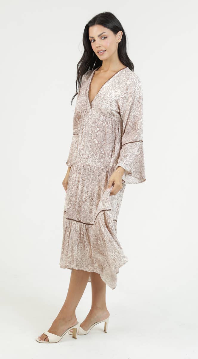 Easy Breezy V Neck Midi Dress - ivyandlavyboutique ANGIE